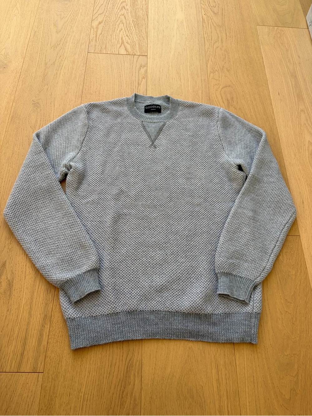 Goodlife Men's Textured Alpaca Crewneck Sweater - Light Blue/Gray